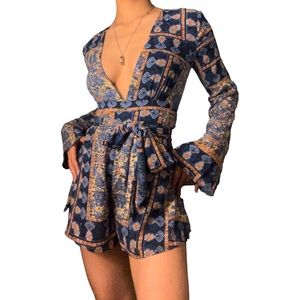 Olivaceous Romper Plunge/ Open Back - Size: S